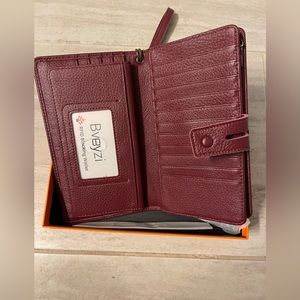 Bveyzi Big Fat Rfid Leather Wristlet Wallet Phone Checkbook Holder with Pocket